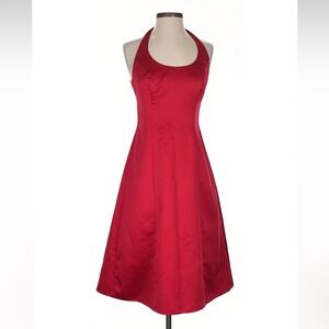 ❤️ David’s Bridal Red Satin Halter Dress – Size 2 NWT❤️